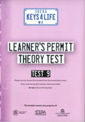 Cover page of learners permit theory test